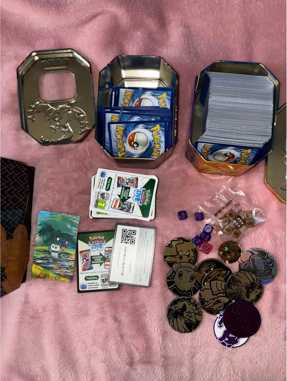 Pokémon Bulk Card Lot + Pikachu & Yveltal Collector Tins & Extras
